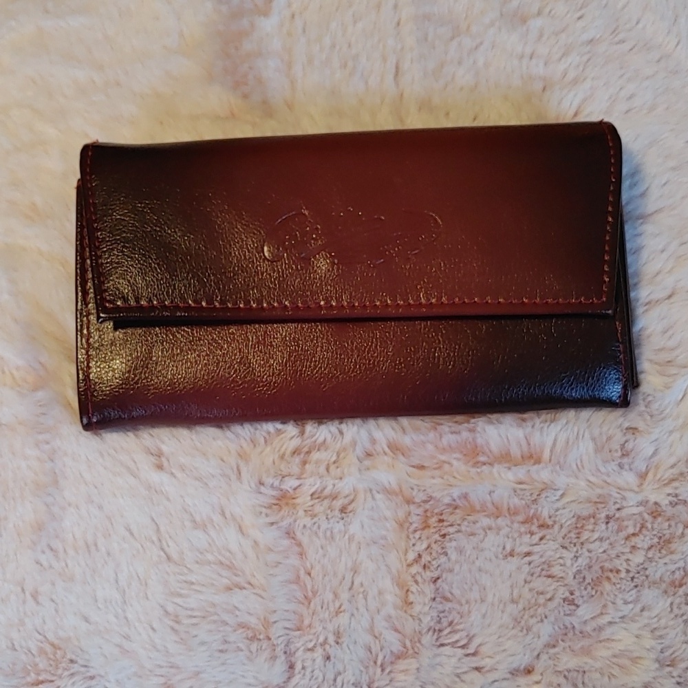 Large two toned Brown & Burgundy Crocodile Logo Wallet